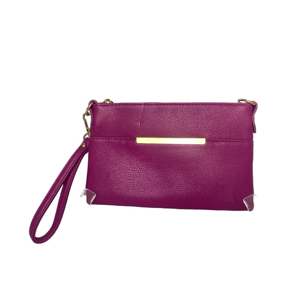 Fun Fuchsia Pink clutch or wristlet, gold hardware